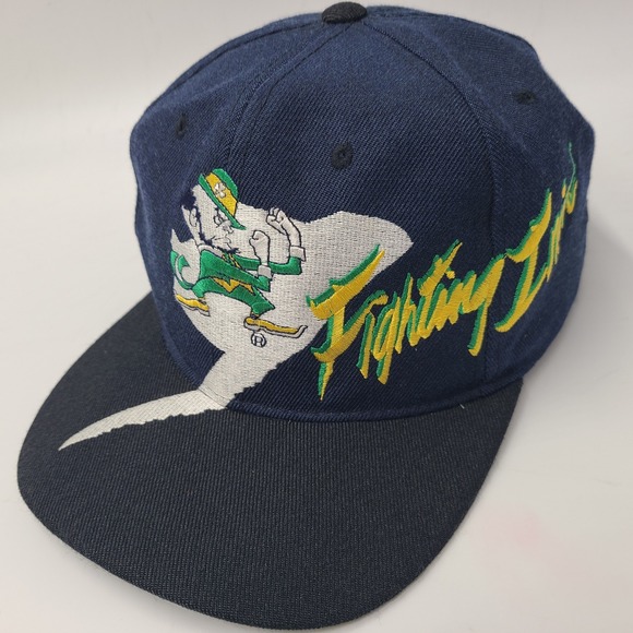 Vintage Notre Dame Fighting Irish Hat Snapback Drew Pearson Blue Lightning Bolt